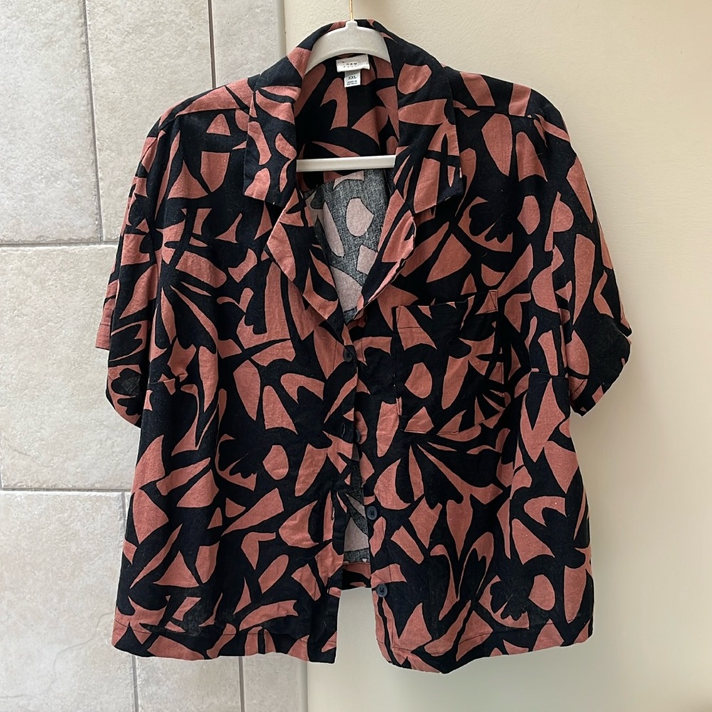 A New Day button up camp shirt, linen blend